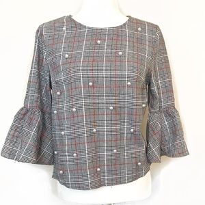 ⚡️SALE⚡️Beaded trumpet sleeve top/ blouse